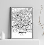 Affiche Carte Ville <br /> Cracovie