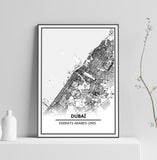 Affiche Carte Ville <Br /> Dubaï 1700