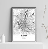 Affiche Carte Ville <br /> Gand