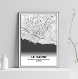 Affiche Carte Ville <br /> Lausanne