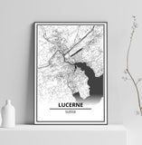 Affiche Carte Ville <br /> Lucerne