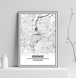 Affiche Carte Ville <br /> Odense