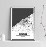 Affiche Carte Ville <br /> Ostende
