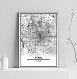 Affiche Carte Ville <br /> Pékin