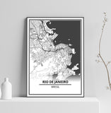 Affiche Carte Ville <br /> Rio de Janeiro