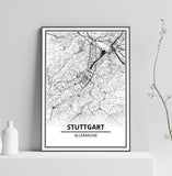 Affiche Carte Ville <br /> Stuttgart