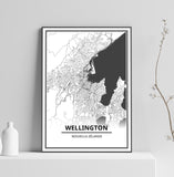 Affiche Carte Ville <br /> Wellington