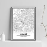 Affiche Carte Ville <br /> Yaoundé