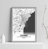 Affiche Carte Ville <br /> Catane