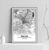 Affiche Carte Ville <br /> Dallas