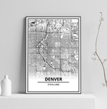 Affiche Carte Ville <br /> Denver