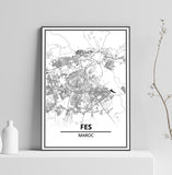 Affiche Carte Ville <br /> Fès