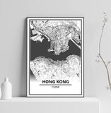 Affiche Carte Ville <Br /> Hong Kong 1700