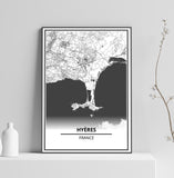 Affiche Carte <br /> Hyères