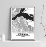 Affiche Carte Ville <br /> Kinshasa