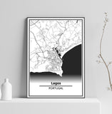 Affiche Carte Ville <br /> Lagos
