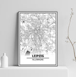 Affiche Carte Ville <br /> Leipzig
