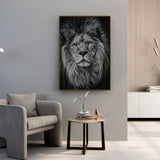 tableaux lion noir et blanc