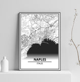 Affiche Carte Ville <br /> Naples