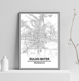 Affiche Carte Ville <br /> Oulan-Bator