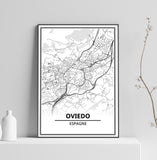 Affiche Carte Ville <br /> Oviedo