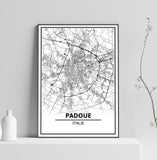 Affiche Carte Ville <br /> Padoue