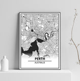 Affiche Carte Ville <br /> Perth