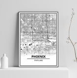 Affiche Carte Ville <br /> Phoenix