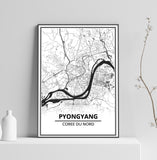 Affiche Carte Ville <br /> Pyongyang