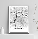 Affiche Carte Ville <br /> Sacramento