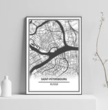 Affiche Carte Ville <Br /> Saint-Pétersbourg 1700