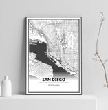 Affiche Carte Ville <br /> San Diego