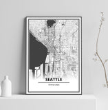Affiche Carte Ville <br /> Seattle