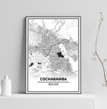 Affiche Carte Ville <br /> Cochabamba