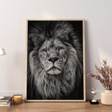 affiche lion noir et blanc