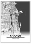 Affiche Carte Ville <Br /> Chicago 21X30Cm 1700