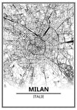 Affiche Carte Ville <Br /> Milan 21X30Cm 1700