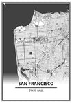 Affiche Carte Ville <Br /> San Francisco 21X30Cm 1700