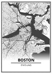 Affiche Carte Ville <Br /> Boston 21X30Cm 1700