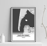 Affiche Cap Ferret <br /> carte