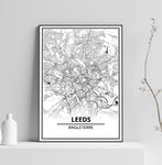 Affiche Carte Ville <br /> Leeds