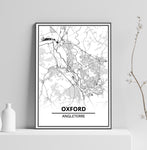 Affiche Carte Ville <br /> Oxford