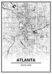 Affiche Carte Ville <br /> Atlanta