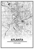 Affiche Carte Ville <br /> Atlanta