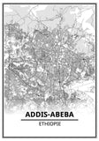 Affiche Carte Ville <br /> Addis-Abeba