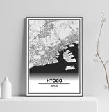 Affiche Carte Ville <br /> Hyōgo