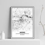 Affiche Carte Ville <br /> Mons