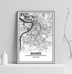 Affiche Carte Ville <br /> Anvers