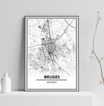 Affiche Carte Ville <br /> Bruges