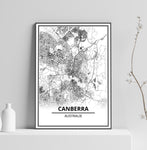 Affiche Carte Ville <Br /> Canberra 21X30Cm 1700